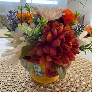 Vibrant Faux Floral Arrangement in Decorative Vase